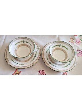 Vintage Set of 2 Mintons Wide Mouth Cup & Saucer Sets  "Kent" Pattern 1930-1950